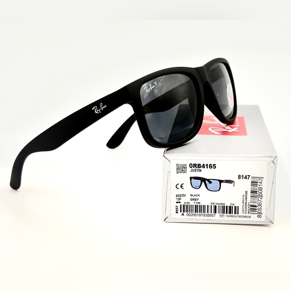 Ray-Ban Justin Polarized Lens Sunglasses RB4165 Black/Grey Gradient Lens 622/T3 - Picture 13 of 14